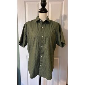 Bonobos Slim Fit Button Down Short Sleeve Mens Medium Green White Office Wear